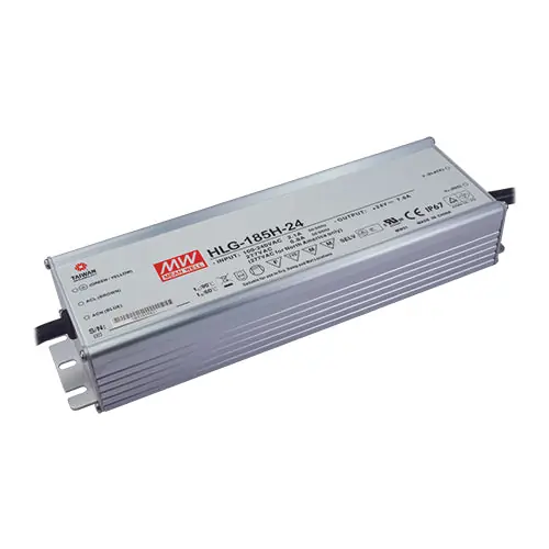 Budget HLG-185H-20 - 20Vdc 9.3A LED Driver/IP67/PFC Harsh Environment/Metal Case 20V 9.3A