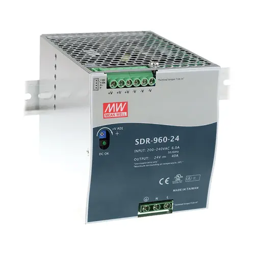 SDR-960-24 - 24Vdc 40A/24Vdc DIN Rail Power Supply PFC/Peak Current 24V 40A/960 Watts Luxury