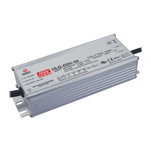 Place Order HLG-60H-36 - 36Vdc 1.7A LED Driver/IP67/PFC Harsh Environment/Class 2 36V 1.7A