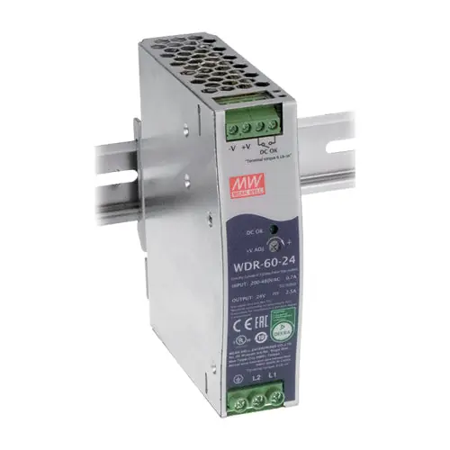 WDR-60-48 - 48Vdc 1.25A/DIN Rail Power Supply Ultra Wide Input/60 Watts Top Rated
