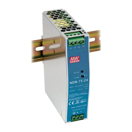 Same Day Shipping NDR-75-48 - 48Vdc 1.6A DIN Rail Power Supply UL 508