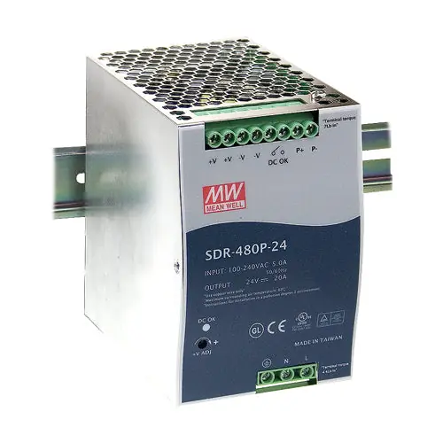 SDR-480P-48 - 48Vdc 10A/48Vdc DIN Rail Power Supply Current Sharing (7+1) 48V 10A/480 Watts Same Day Shipping