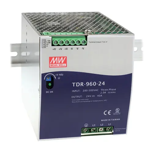 New Release TDR-960-48 - 48 Volts 20A/48Vdc DIN Rail Power Supply 3 Phase Wide Input Range 48V 20A/960 Watts