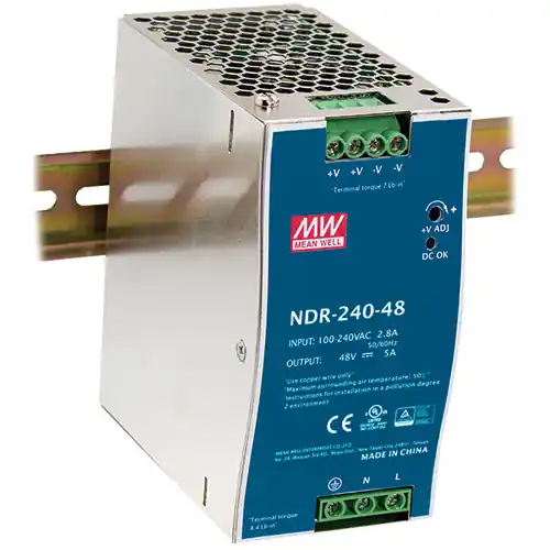 NDR-240-48 - 48Vdc 5A DIN Rail Power Supply UL 508 Fan Favorite