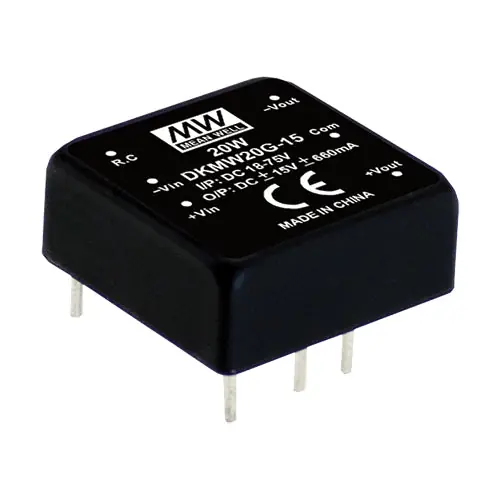 Authentic DKMW20G-12 - I/P:18-75VDC; O/P:+/-12V +/-830m A,1"*1" 1x1" DC-DC Converter