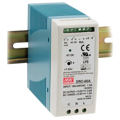 Direct From Manufacturer DRC-60A - 13.8Vdc 2.8A +13.8Vdc 1.5A/13.8V DIN Rail Power Supply Battery Charger Output UPS Function