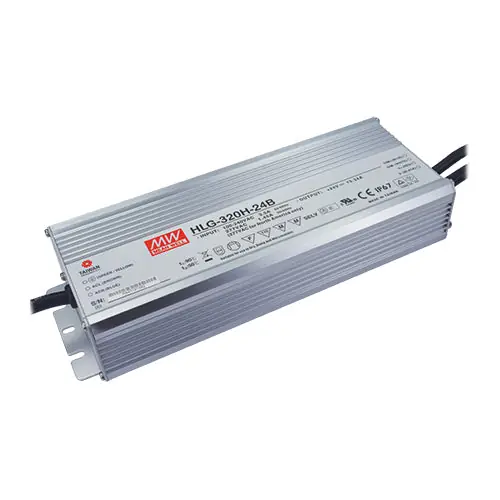 Worldwide Shipping HLG-320H-12B - 12Vdc 22A Dimmable LED Driver IP67/PFC/Metal Case