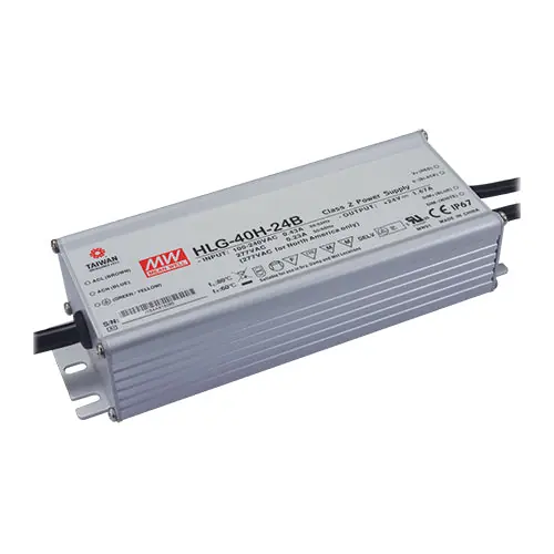 Worldwide Shipping HLG-40H-12B - 12Vdc 3.33A Dimmable LED Driver IP67/PFC/Metal Case Class 2