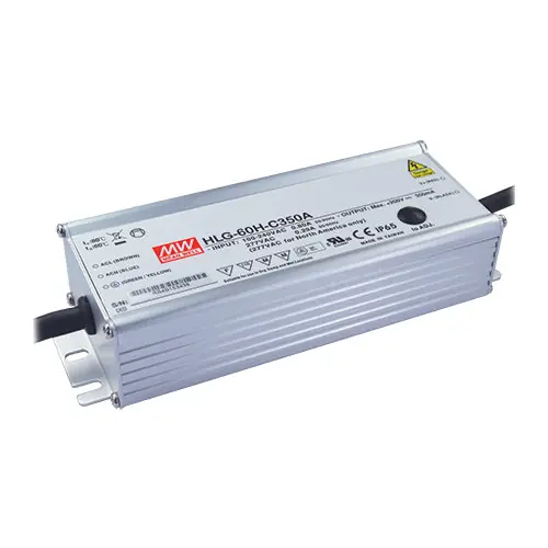 Price Cut HLG-60H-C350A - I/P 90~305Vac O/P 200V 350m A 350m A LED Driver IP65/PFC/Metal Case High Output Voltage Range