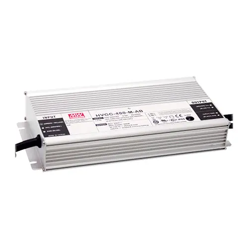 Next Day Delivery HVGC-480-H-AB - I/P 180~528Vac O/P 2800~3500m A Constant Power LED Driver Wide Input Range: 180~528Vac IP65/Metal Case
