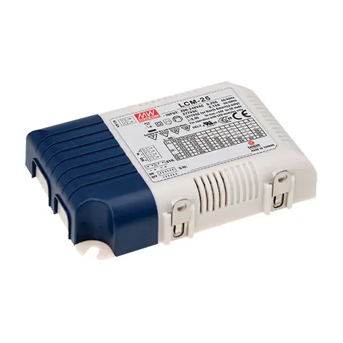 LCM-25 - I/P 180~277Vac O/P 350~1050m A Dimmable Multiple Stage Driver Selectable by DIP Switch 180-277 Vac Input Range Certified