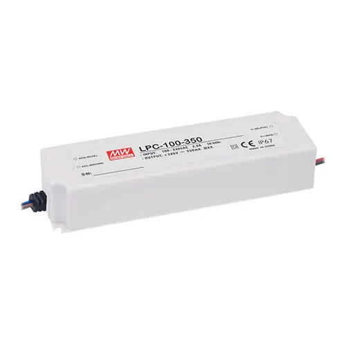 LPC-100-2100 - 24~48V 2100m A Constant Current LED Driver IP 67/Class II/Plastic Case Time-Limited