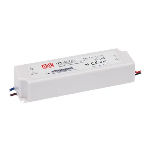 Certified LPC-35-1400 - 3~24V 1400m A Constant Current LED Driver IP67/Class 2/Class II Plastic Case