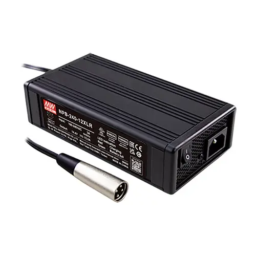 Authentic NPB-240-48XLR - 48Vdc 4A Battery Charger AC Inlet IEC320-C14 XLR Output Connector