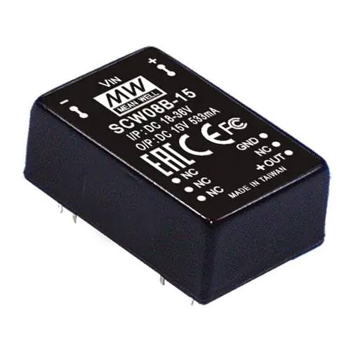Same Day Shipping SCW08B-15 - 8 W; I/P: 18-36VDC; O/P: 15V @533m A DC/DC Converter Module Type