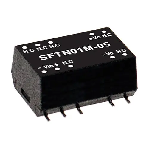 SFTN01M-05N - 1W; I/P: 12VDC; O/P: 5VDC@200m A; SMD DC/DC Converter 1W Unregulated SMD Markdown