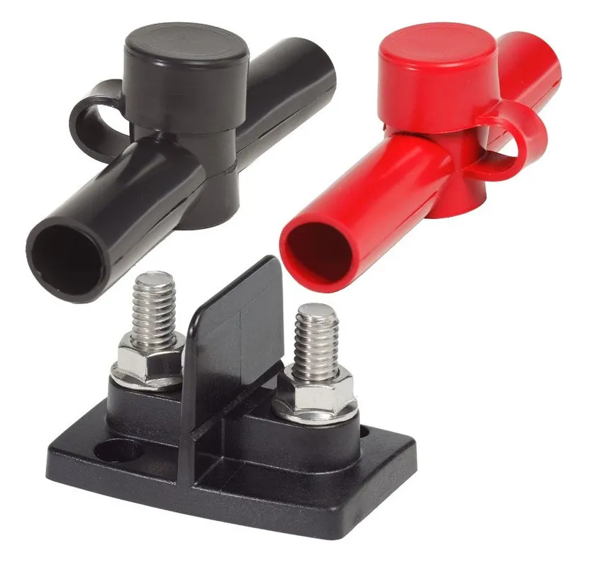 Weekend Sale Blue Sea Systems Black/Red Dual PowerPost 48V DC with Insulators Two 3/8 in.-16 Studs - 2017