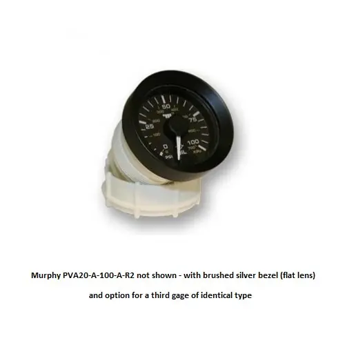 Murphy 100 PSI/700 kPa Powerview Analog Engine Oil Pressure Gage 2 in. with Brushed Silver Bezel - Flat Lens - PVA20-A-100-A-R2 Fan Favorite