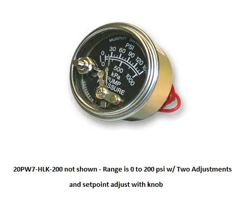 Murphy 0-200 PSI Water Pressure Swichgage 2 in. with Lockout and High/Low Contacts - 20PW7-HLK-200 In Demand