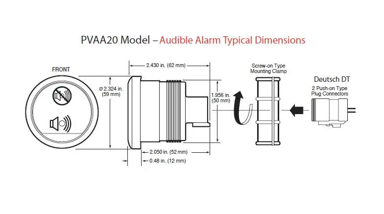Modern Murphy PVAA20-BB PowerView Audible Alarm 2 in. with Low Profile SAE Black Bezel - Flat Lens
