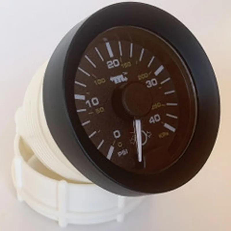 Professional Grade Murphy 40 PSI/275 kPa PowerView Analog Boost Pressure Gage 2 in. with Black Bezel - Flat Lens - PVA20-K-40-AB