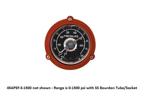 New Arrival Murphy 0-1500 PSI Pressure Swichgage Instrument with SS Bourdon Tube/Socket - 45APEF-S-1500
