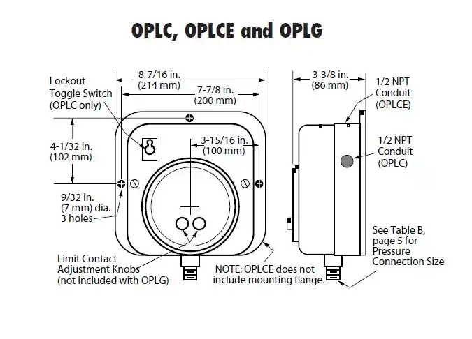 Buy Today Murphy Mechanical 0-2000 PSI Surface Mount Pressure Swichgage with Low Limit Lockout Switch - OPLC-S-2000