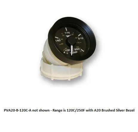 Murphy 120C/250F Powerview Analog Coolant Temperature Gage 2 in. with Brushed Silver Bezel - Flat Lens - PVA20-B-120C-A Budget