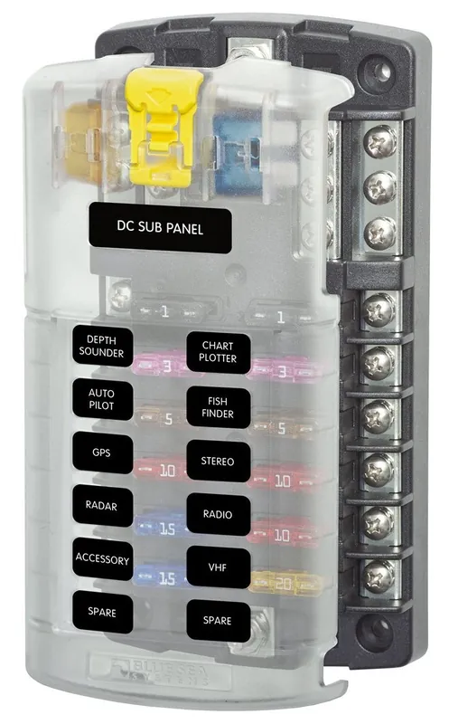 Blue Sea Systems ST Blade Fuse Block 32V DC with 12 Circuits with Negative Bus and Cover - 5026 Viral