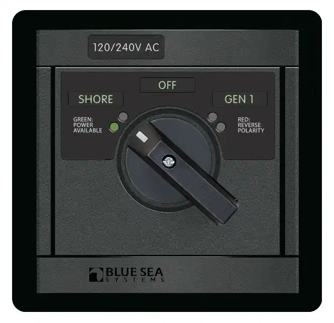 Genuine Blue Sea Systems 120/240V AC Rotary Switch Source Selection Panel 65A OFF Plus 2 Sources - 1487