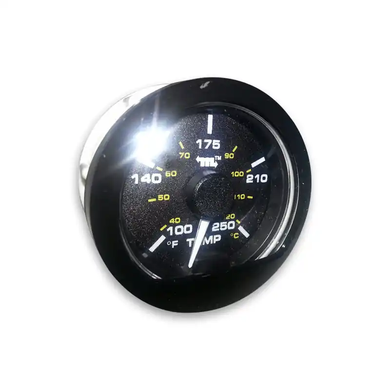 Next Day Delivery Murphy 250F/120C Powerview Analog Coolant Temperature Gage 2 in. with Contemporary Domed Glossy Black Bezel - Domed Lens - PVA20-B-250-EB