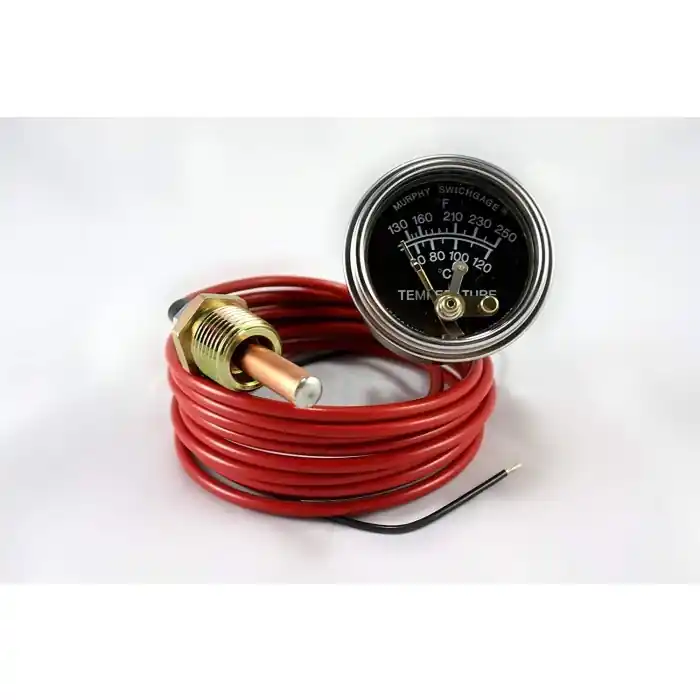 Murphy 130-250F Temperature Swichgage 2 in. w/ 12 Ft Capillary and Plated Steel Case - Illuminated - 20T-I-250-12-1/2 Fan Favorite