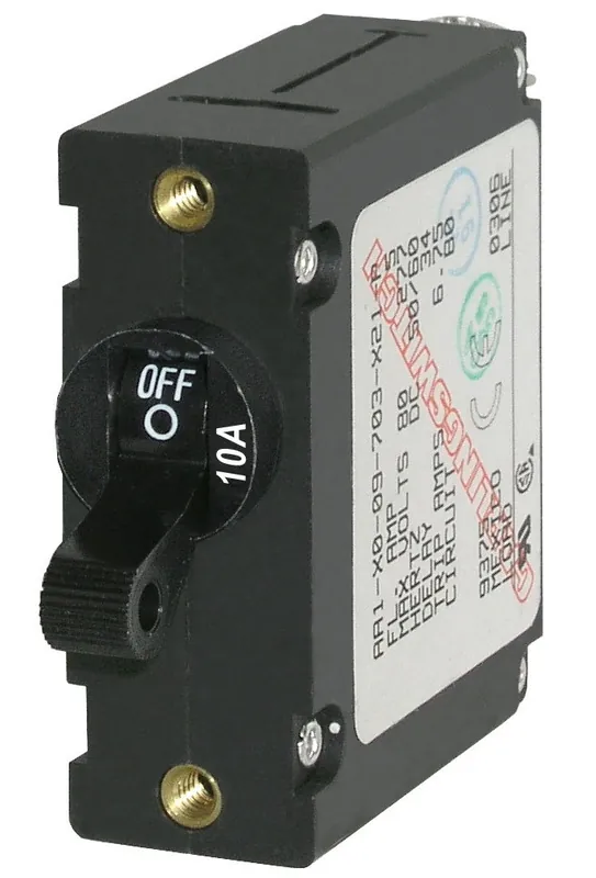 Same Day Shipping Blue Sea Systems A-Series Black Toggle Circuit Breaker Single Pole 65V DC 10A - 7204