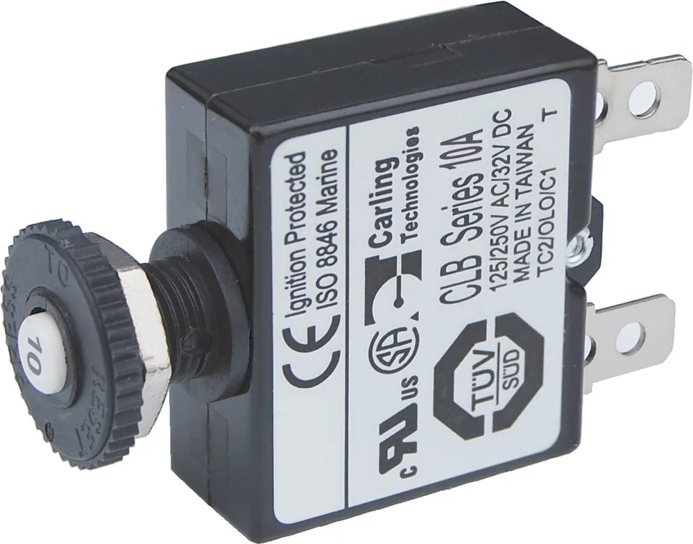 Blue Sea Systems Push Button Reset Only Quick Connect Circuit Breaker 10A 32V DC - 7054 Price Drop