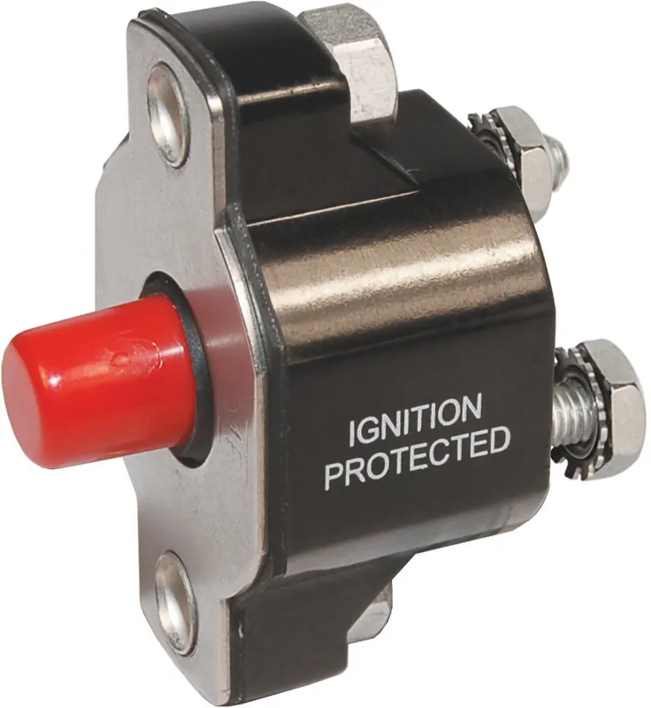 Blue Sea Systems Medium Duty Push Button Reset Only Circuit Breaker 50A 32V DC - 2142 Money Back Guarantee