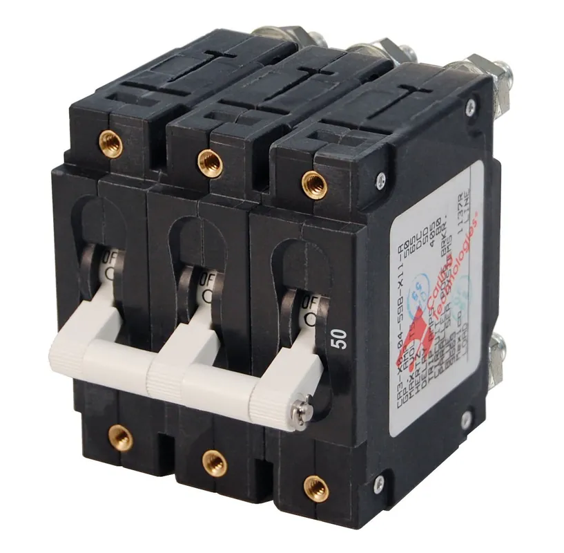 Blue Sea Systems Triple Pole C-Series White Toggle Circuit Breaker 50A - 7287 Low Price
