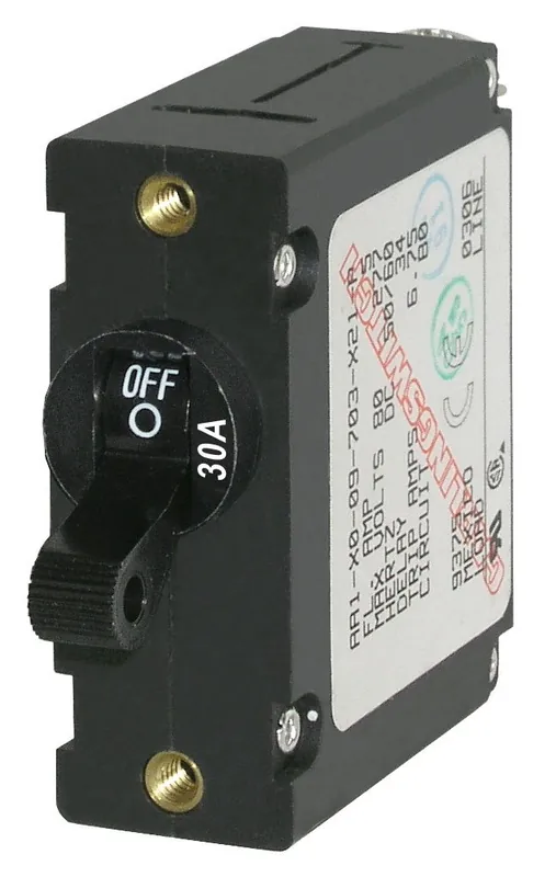 Free Returns Blue Sea Systems A-Series Black Toggle Circuit Breaker Single Pole 30A - 7220