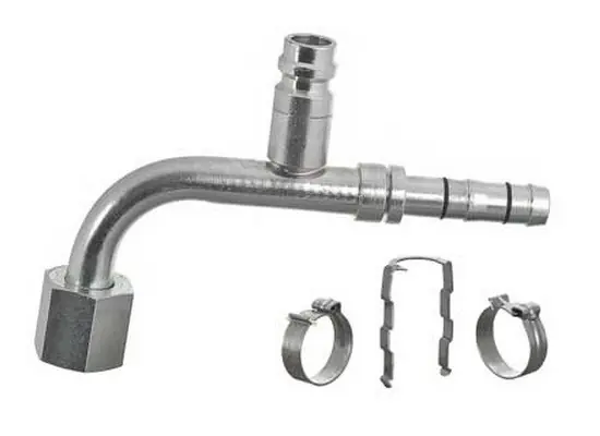 Modern MEI EZ-Clip Female Flare SAE 45 Degree No. 8 Hose Fitting with 16 mm. R134a Port - 4531EZ
