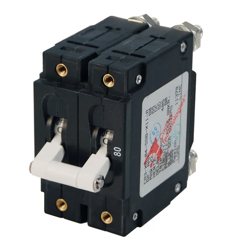 Professional Grade Blue Sea Systems Double Pole C-Series White Toggle Circuit Breaker 80A - 7256