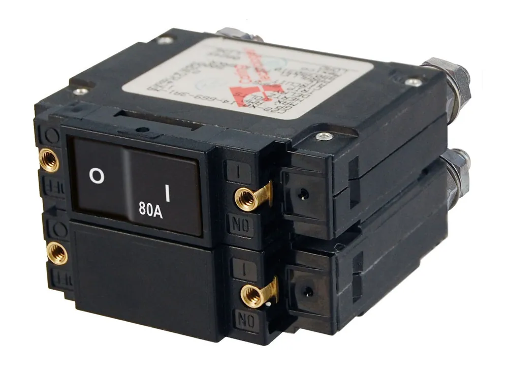 Direct From Factory Blue Sea Systems Double Pole C-Series Flat Rocker Circuit Breaker 80A AC - 7563