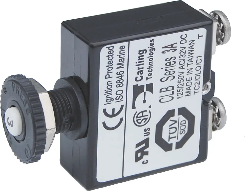 Get Yours Blue Sea Systems Push Button Reset Only Screw Terminal Circuit Breaker 3A 32V DC - 2129