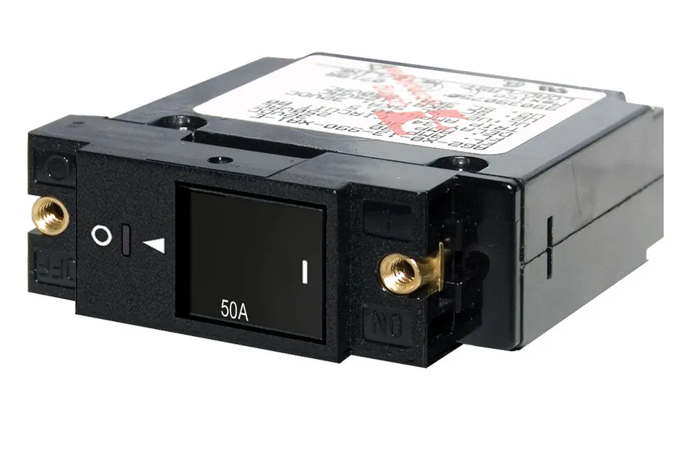 Hot Deal Blue Sea Systems Single Pole A-Series Restricted Off Flat Rocker Circuit Breaker 50A - 7433