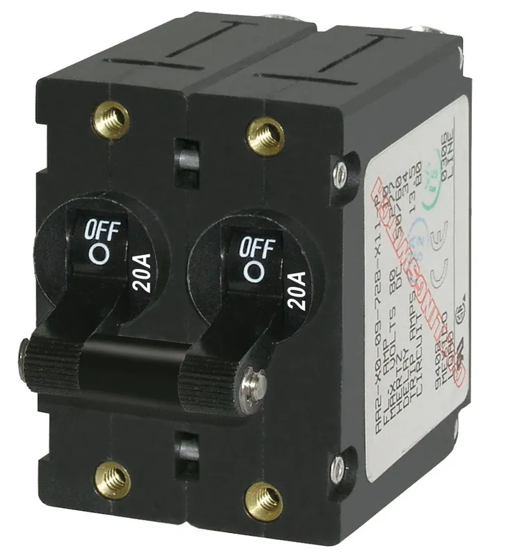 Blue Sea Systems A-Series Black Toggle Circuit Breaker Double Pole 20A - 7236 Best Seller