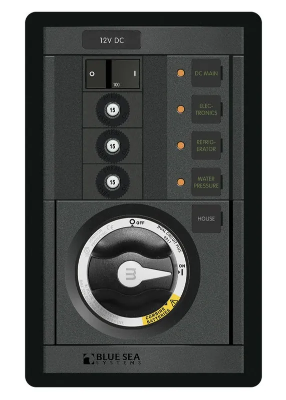 Weekend Sale Blue Sea Systems M-Series Dual Circuit Plus DC Battery Management Panel 12V DC Main Plus 3 Positions CLB - 1408