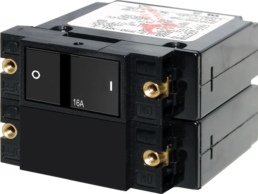 Blue Sea Systems A-Series Flat Rocker Circuit Breaker Double Pole 32V DC 16A - 7412 Best Price