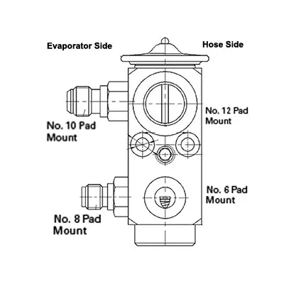 Kysor 2 Ton Block Type Expansion Valve with No. 6 Pad Mount Inlet and No. 8 Pad Mount Outlet - 1817017 Cheap