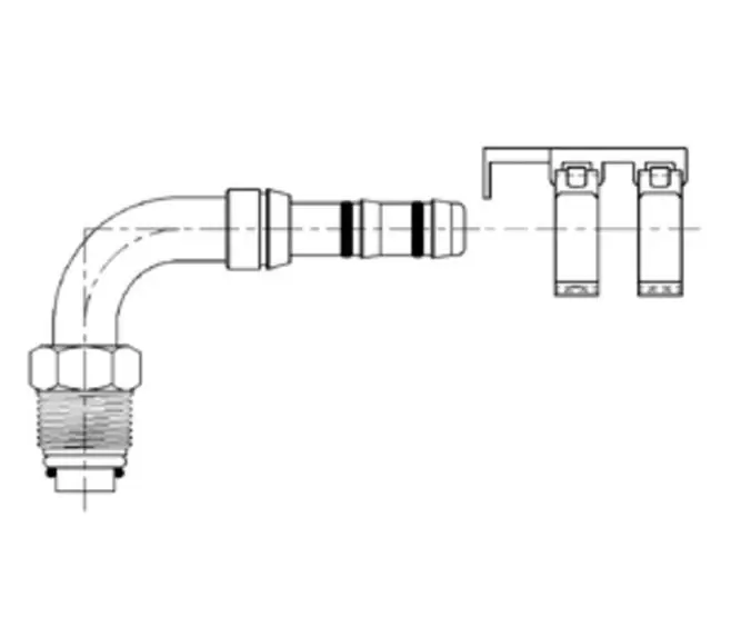 ATCO 90 Degree Male O-Ring AIR-O-CRIMP Fitting No. 12 with Clamp Assembly - 2660049 by Kysor Price Drop