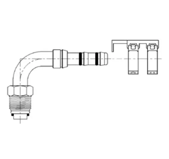 ATCO 90 Degree Male O-Ring AIR-O-CRIMP Fitting No. 10 x No. 12 With Clamp Assembly - 2660048 by Kysor Discount