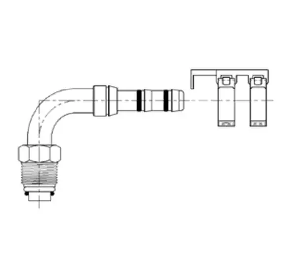 ATCO 90 Degree Male O-Ring AIR-O-CRIMP Fitting No. 10 with Clamp Assembly - 2660047 by Kysor Viral