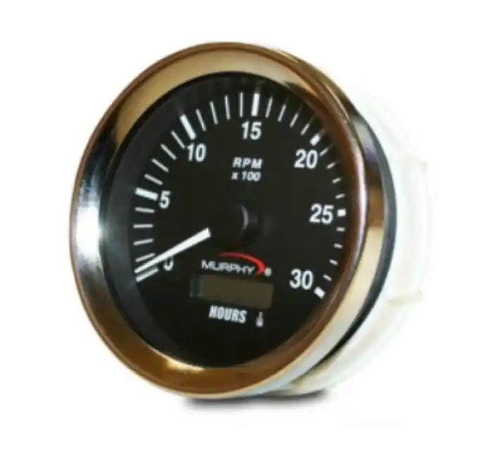 Deal Murphy Tachometer 10-32V with Hourmeter and SAE Bright Stainless Steel Bezel - ATH-30-B